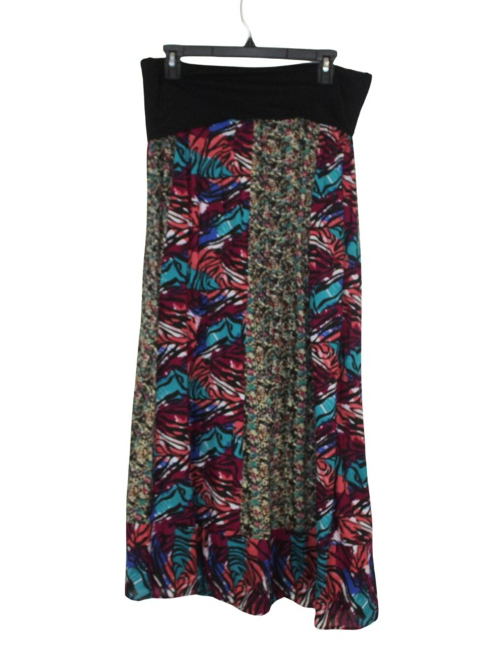 Y2K Fire Los Angeles women's maxi skirt size L patchwork fold over waist